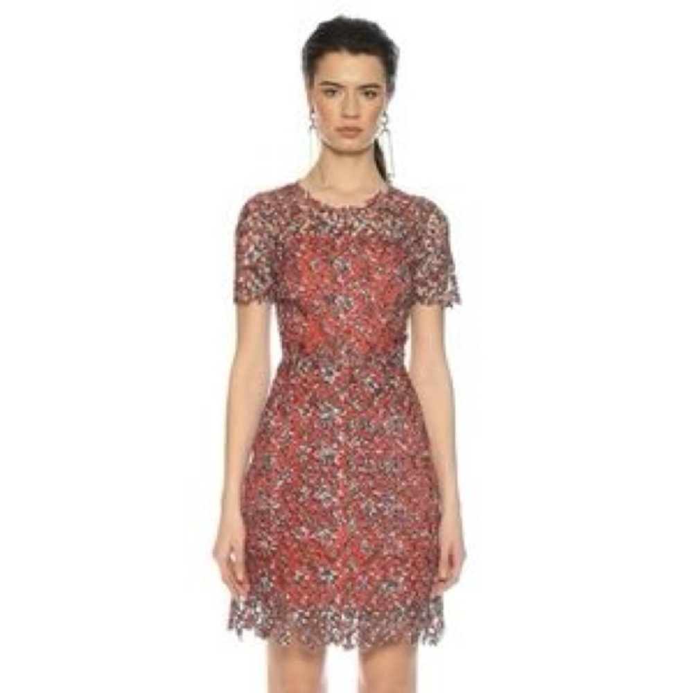Elie Tahari Red Floral Lace Mini Dress size 12/14